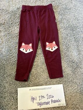 Little Sleepies patchwork fox leggings size 3T, stain on bum and front